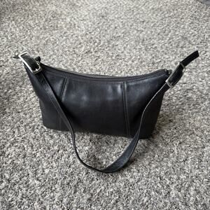 Tignanello Leather Handbag Shoulder Bag 90s Y2K Baguette Vintage Purse Bag Black